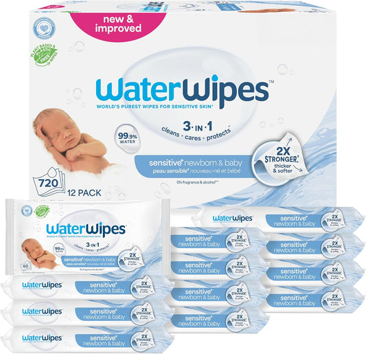 WaterWipes Sensitive+ Baby Wipes for Gentle Skin Care 720 Count