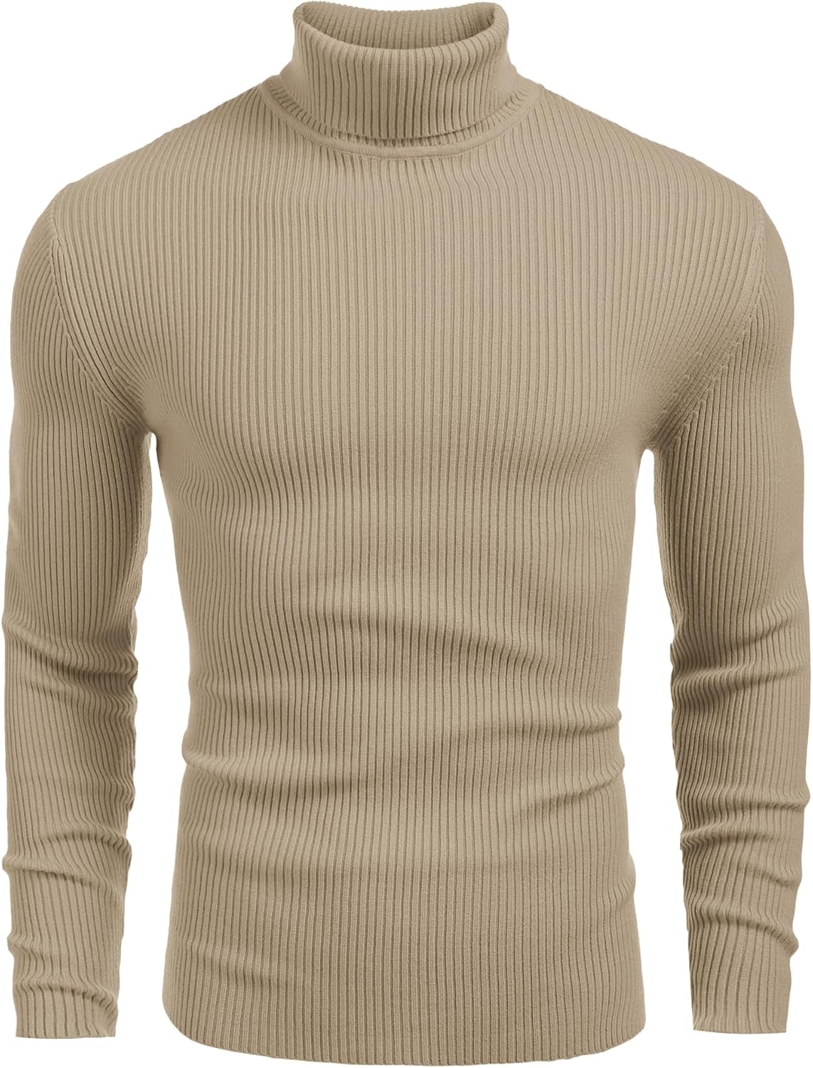 COOFANDY Mens Ribbed Slim Fit Knitted Pullover Turtleneck Sweater