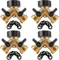Solid Brass 2 Way Hose Splitter Adapter - Heavy Duty Garden Valve