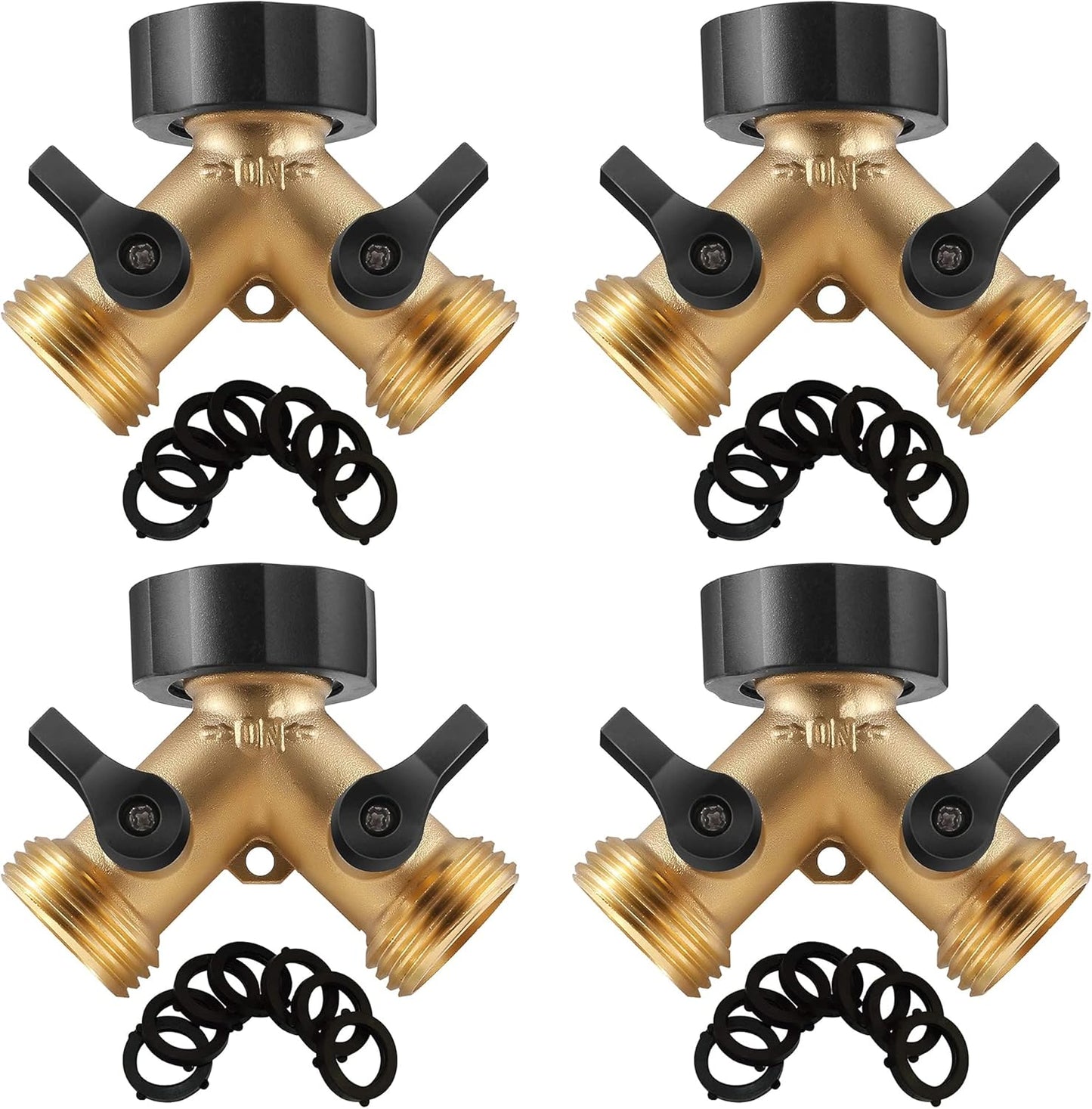 IPOW Solid Brass 2 Way Heavy Duty Y Valve Garden Hose Splitter