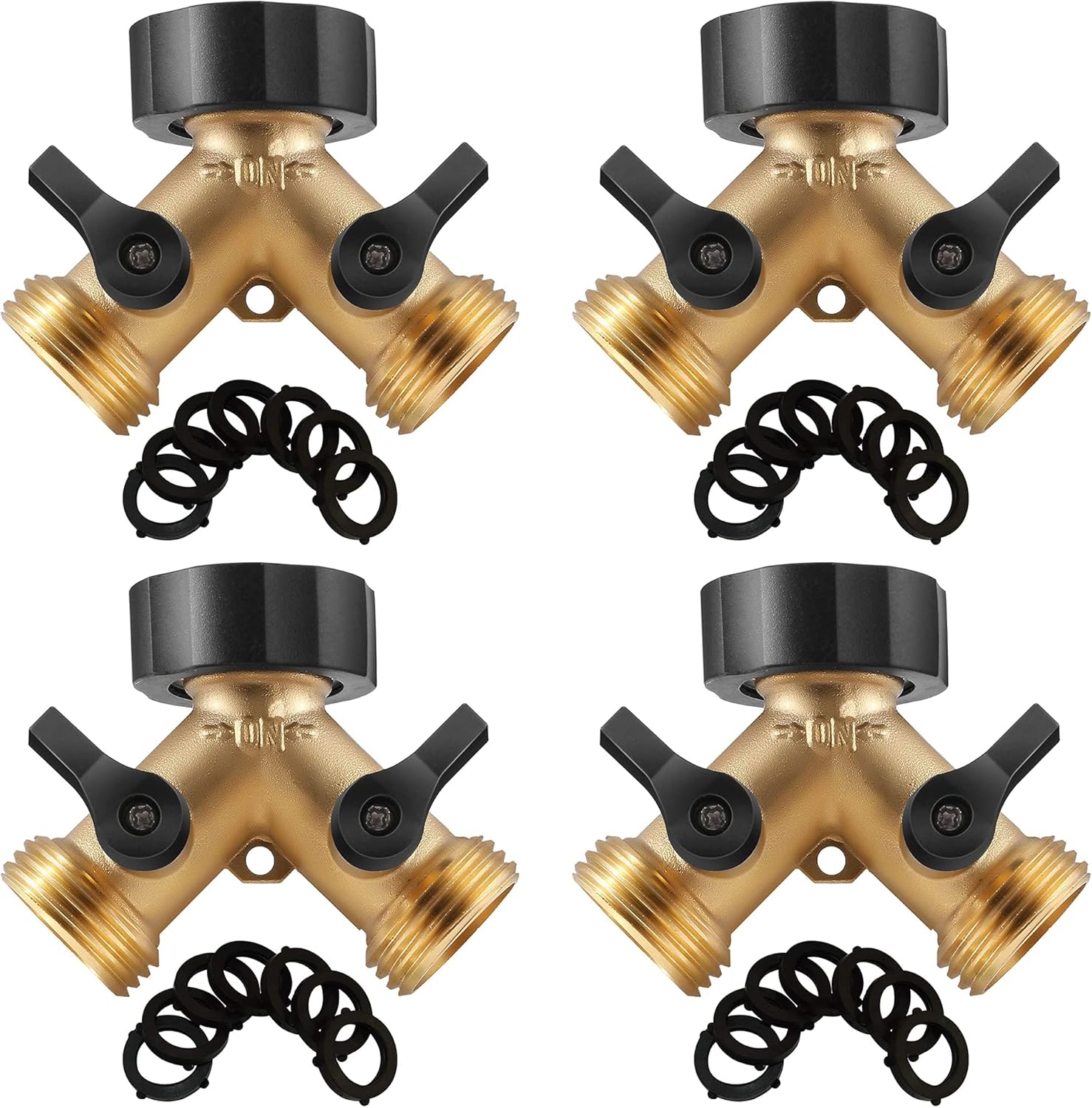 IPOW Solid Brass 2 Way Heavy Duty Y Valve Garden Hose Splitter