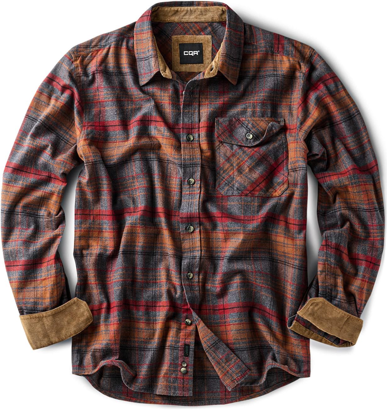 CQR Men's Cotton Flannel Shirts for Casual Outdoor Wear