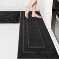 Machine Washable Kitchen Rug Set 2 PCS - Non-Slip, Super Absorbent