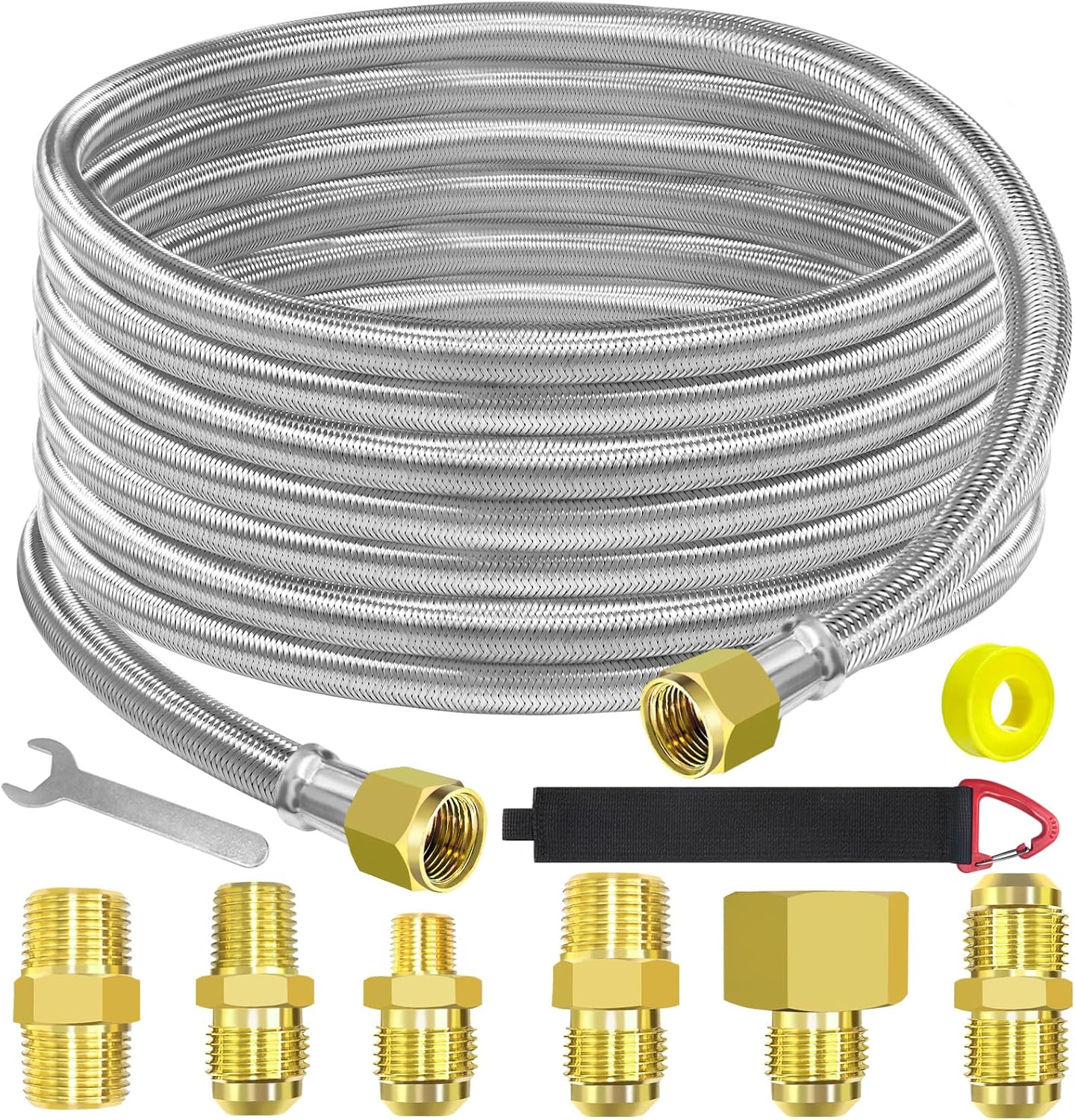 24 Ft High Pressure Braided Propane Hose Extension for BBQ