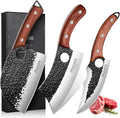 Huusk Butcher Knife Set 3PCS - Hand Forged High Carbon Steel
