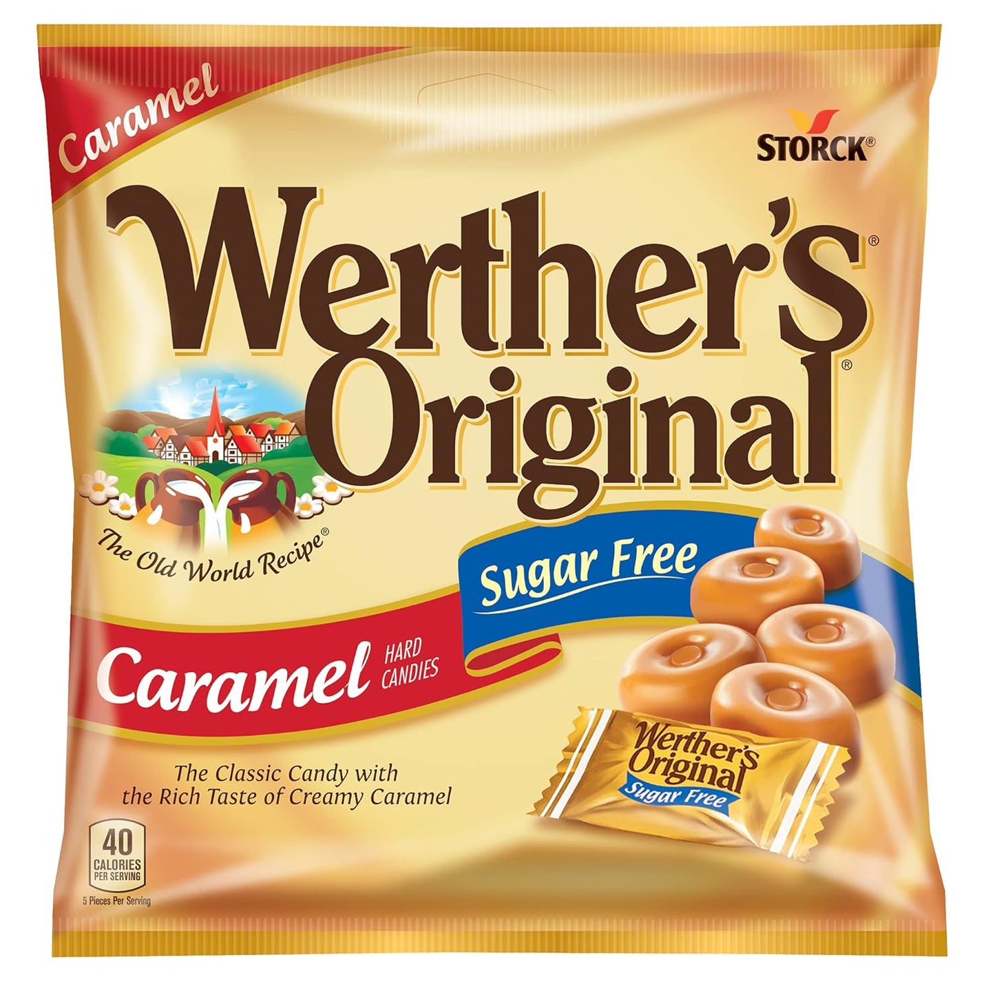 Werther's Original Sugar Free Hard Caramel Candy, 12 Bags