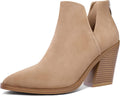 mysoft Women's Ankle Boots Cutout Pointed Toe Mid Heel Booties