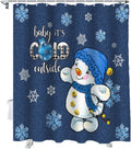 Christmas Shower Curtain Set Snowman Snowflake - Waterproof 72x72 in