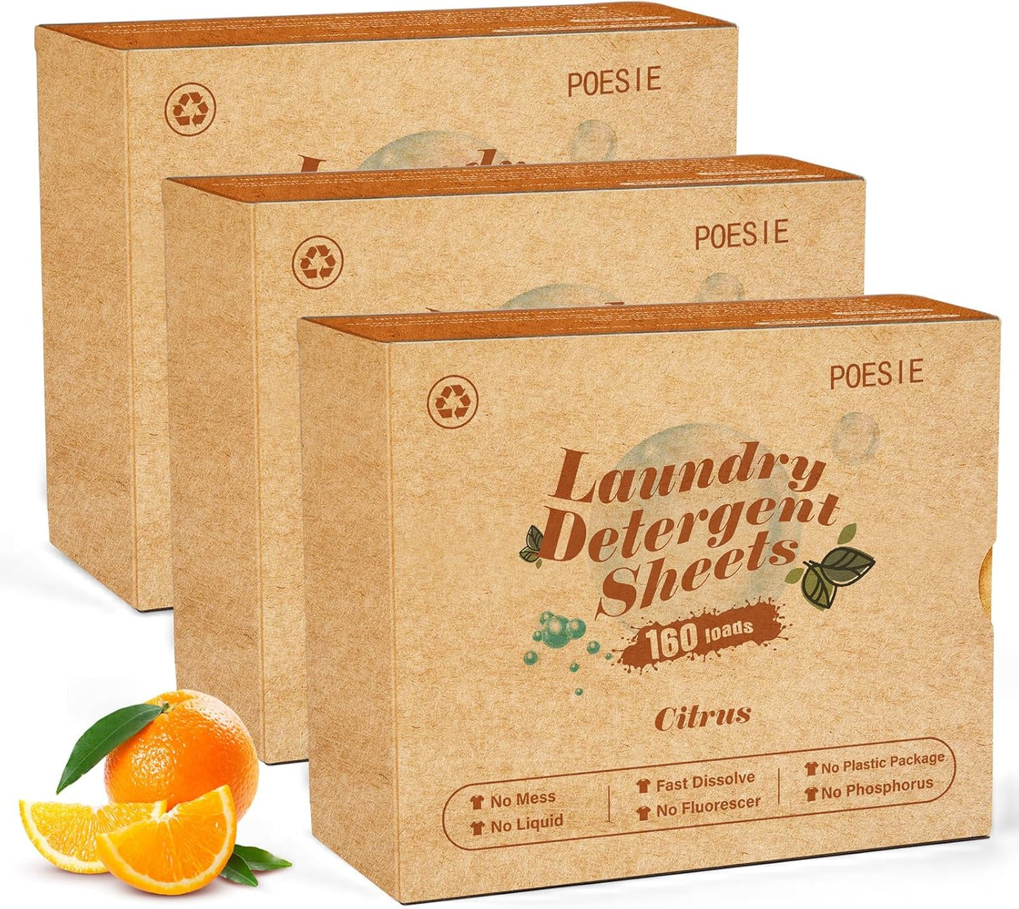 Poesie Laundry Detergent Sheets Citrus Scent for Easy Cleaning