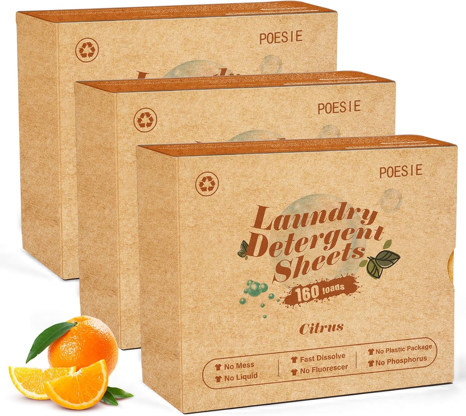 Poesie Laundry Detergent Sheets Citrus Scent for Easy Cleaning