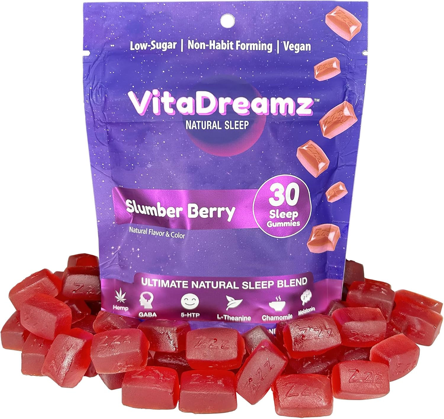Melatonin Gummies for Sleep - Natural Aid with L-Theanine & GABA