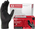 X3 Black Nitrile Disposable Industrial-Grade Gloves 3 Mil - Lightly