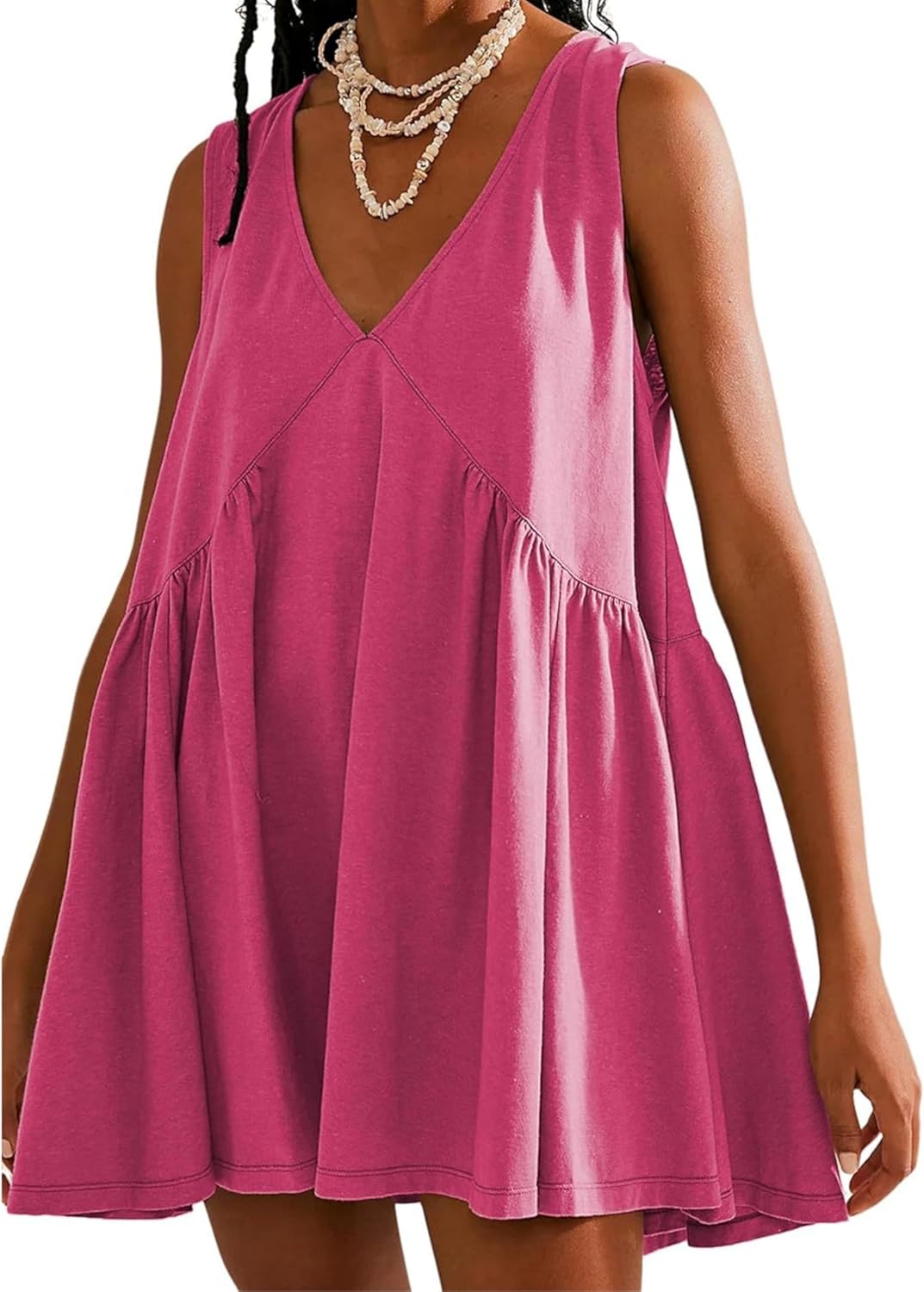 OPCAKM Women's V Neck Sleeveless Mini Dress for Summer Fun