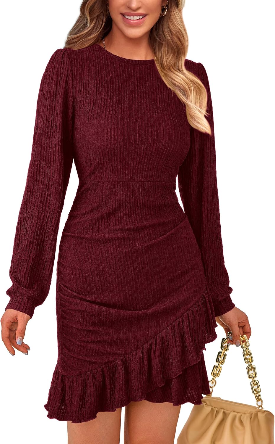 PRETTYGARDEN Women's Ruched Bodycon Mini Dress for All Occasions