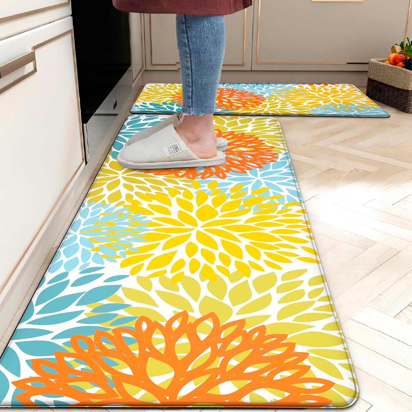 Cushioned Anti Fatigue Kitchen Mats Set of 2 for Comfort