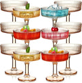 12 Pcs Ribbed Vintage Coupe Glasses for Elegant Cocktails