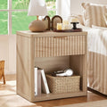 LEYAOYAO Fluted Nightstand with USB Charging for Stylish Bedrooms