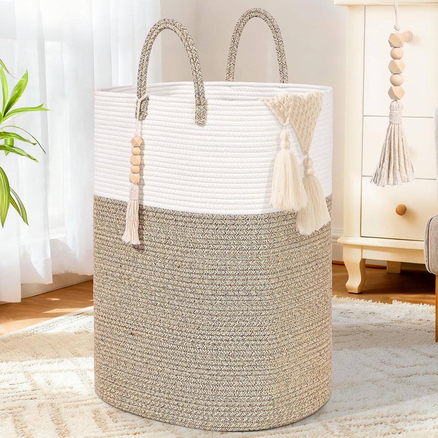 Woven Laundry Basket for Clothes, 100L Large Rectangle Hamper