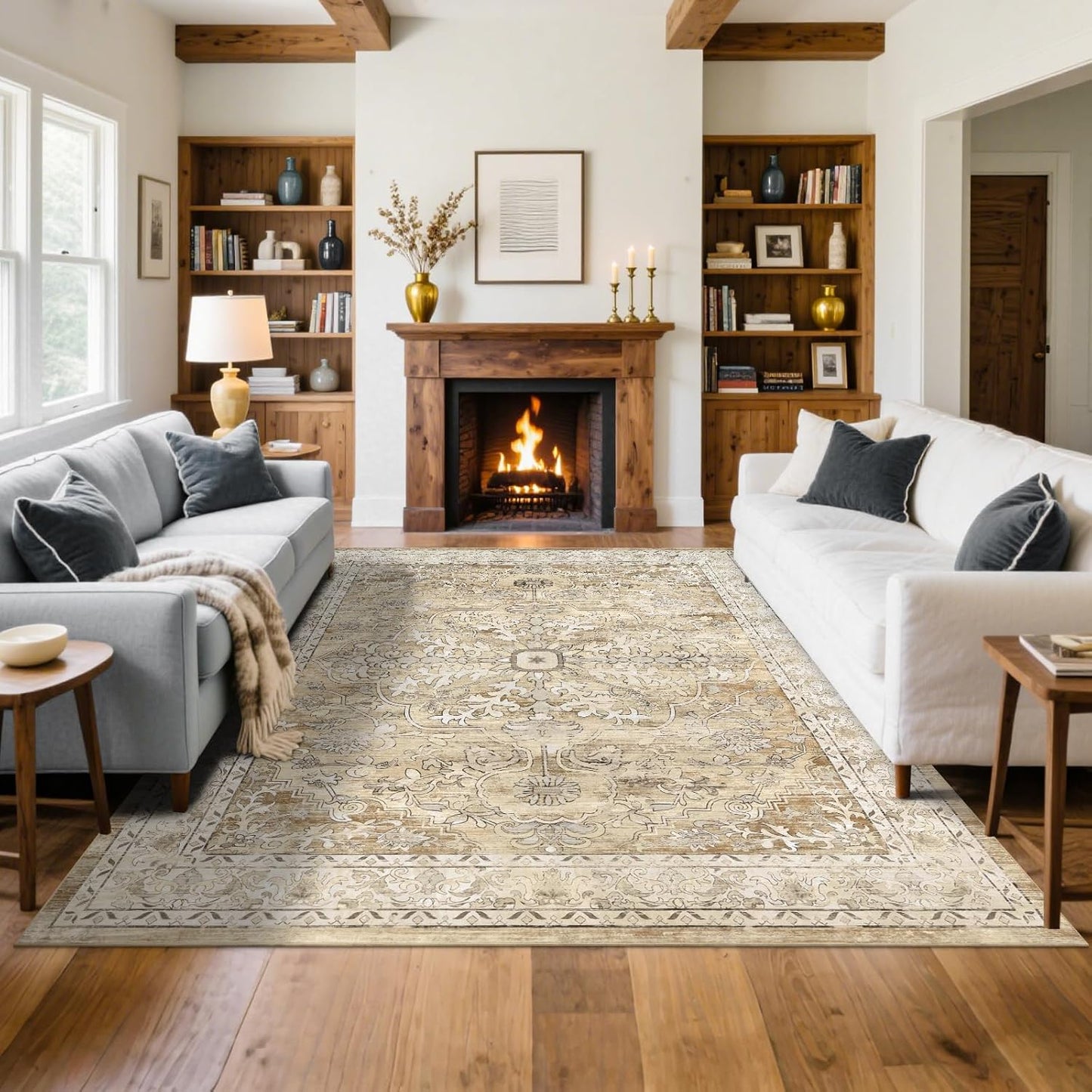 Boho Vintage Area Rug 8x10 for Living Room and Bedroom