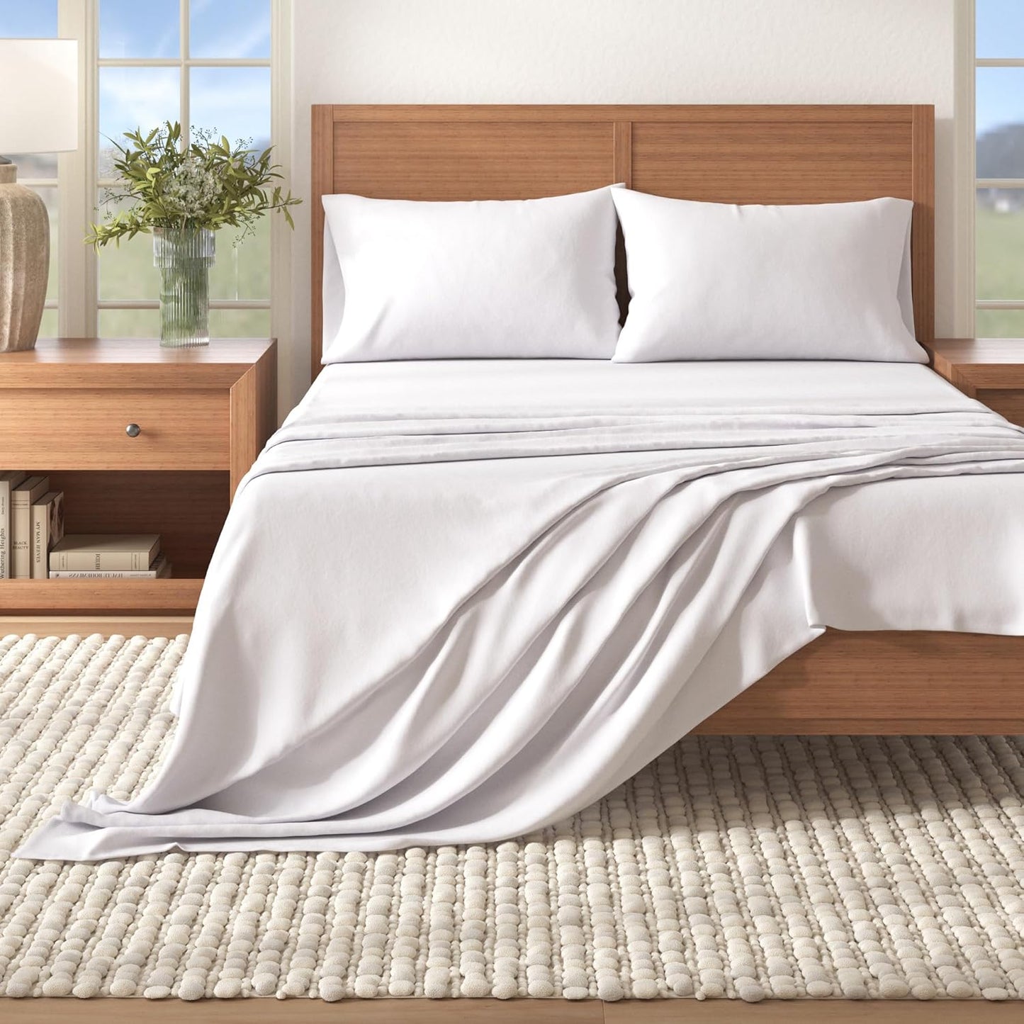 Cozy Queen Size Flannel Sheet Set - 100% Turkish Cotton Bedding