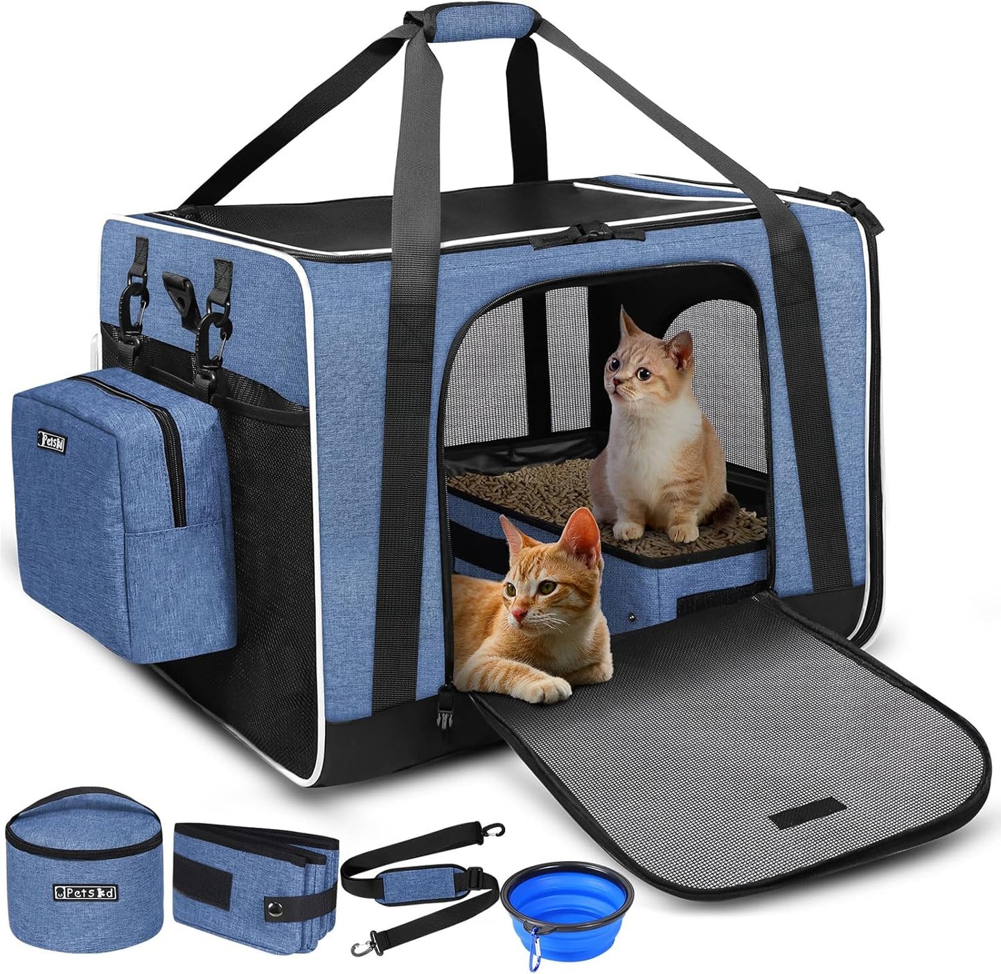 Petskd Extra Large Cat Carrier with Litter Box for Travel