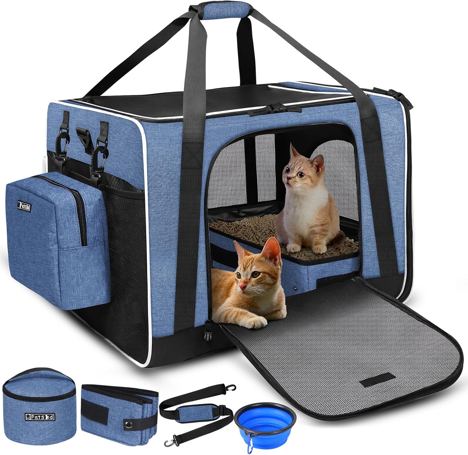 Petskd Extra Large Cat Carrier with Litter Box for Travel