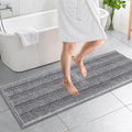 Thick Bathroom Rug 59x20 - Extra Soft Chenille Striped Bath Mat