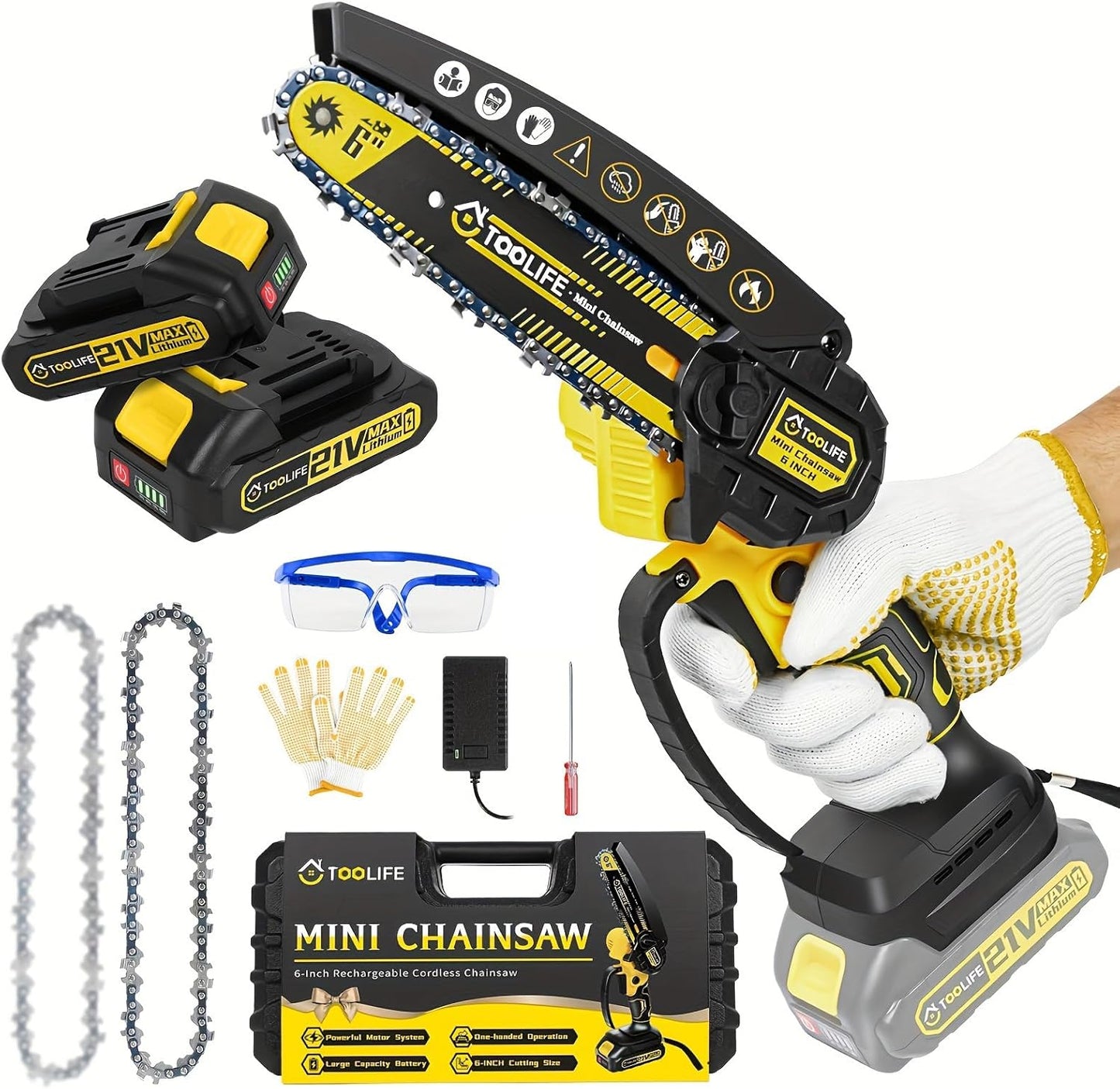 TOOLIFE 6in Mini Chainsaw for Efficient Tree Cutting and Pruning