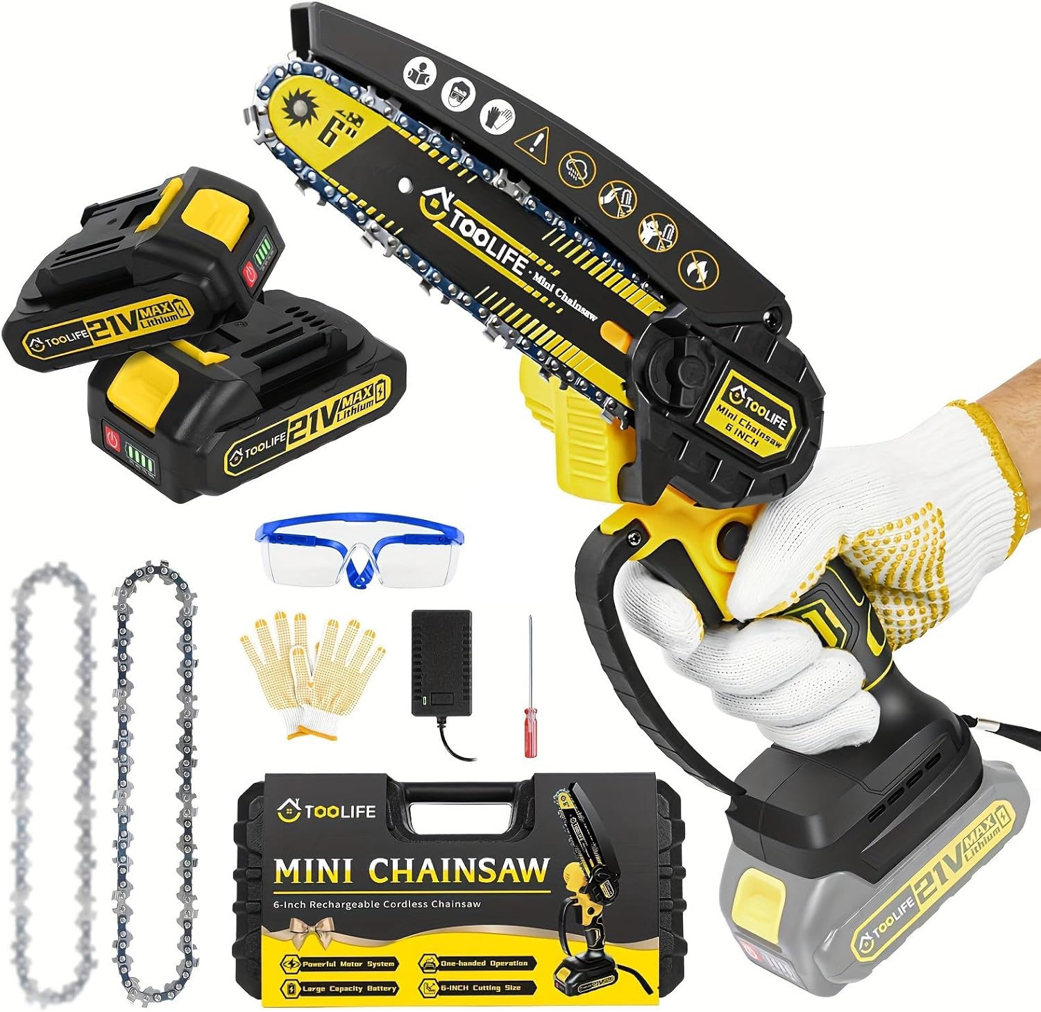 TOOLIFE 6in Mini Chainsaw for Efficient Tree Cutting and Pruning