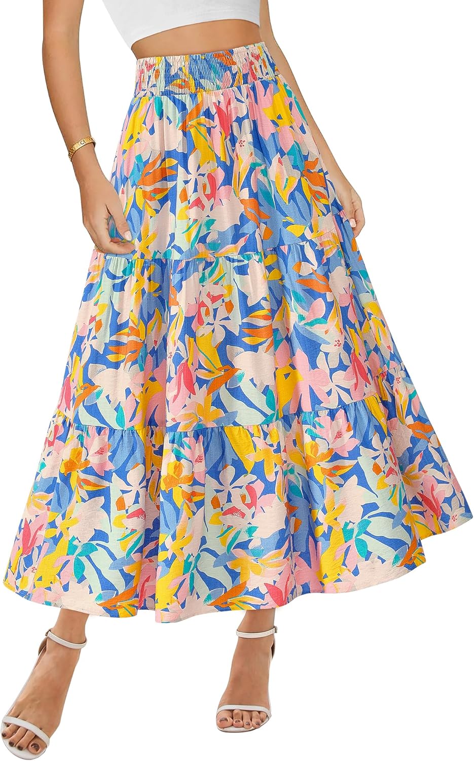 Floral Print Maxi Skirt for Women - Boho A-Line Style