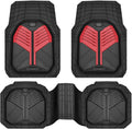 Two-Tone Rubber Car Mats 3-Piece Set - Black and Metallic Red