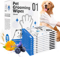 Pet Cleaning Glove Wipes for Dogs & Cats - No-Rinse Grooming Bath