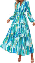 PRETTYGARDEN Women's Boho Maxi Dress Floral V Neck - Elegant Fall Look