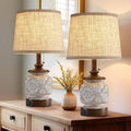 Rustic 19.5 in Farmhouse Bedside Table Lamps Set of 2 with USB