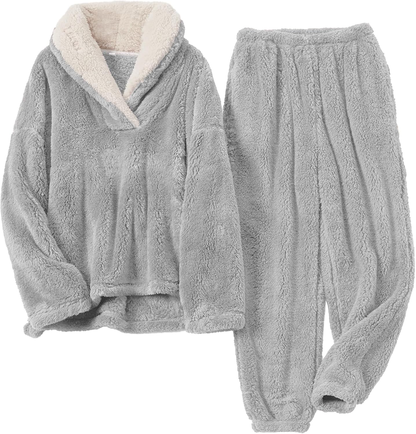 Womens Fluffy Pajamas Set for Cozy Sleepwear and Loungewear