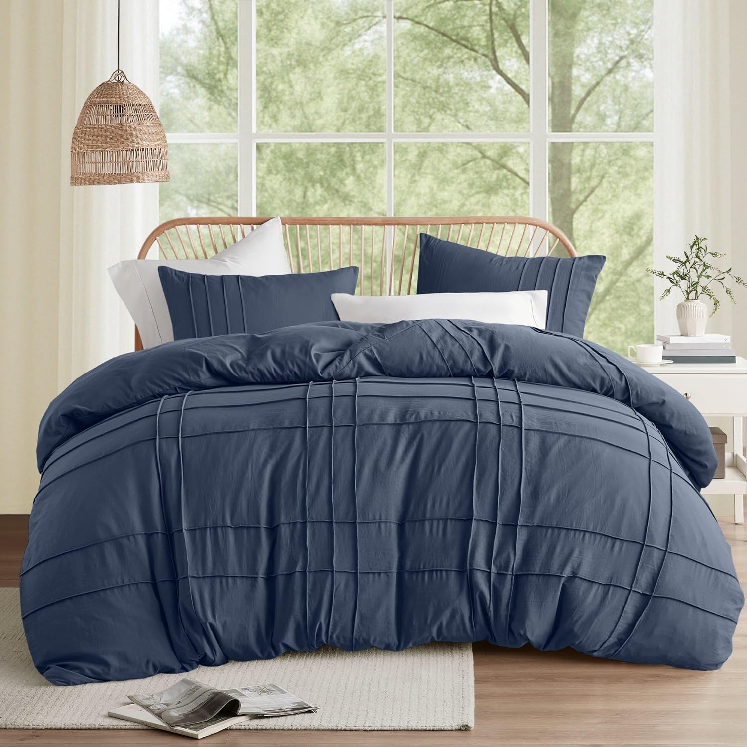 Comfort Spaces Navy Cal King Duvet Cover Set for Cozy Bedrooms