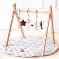 Wooden Baby Play Gym with Mat - Foldable Rainbow Activity Gym