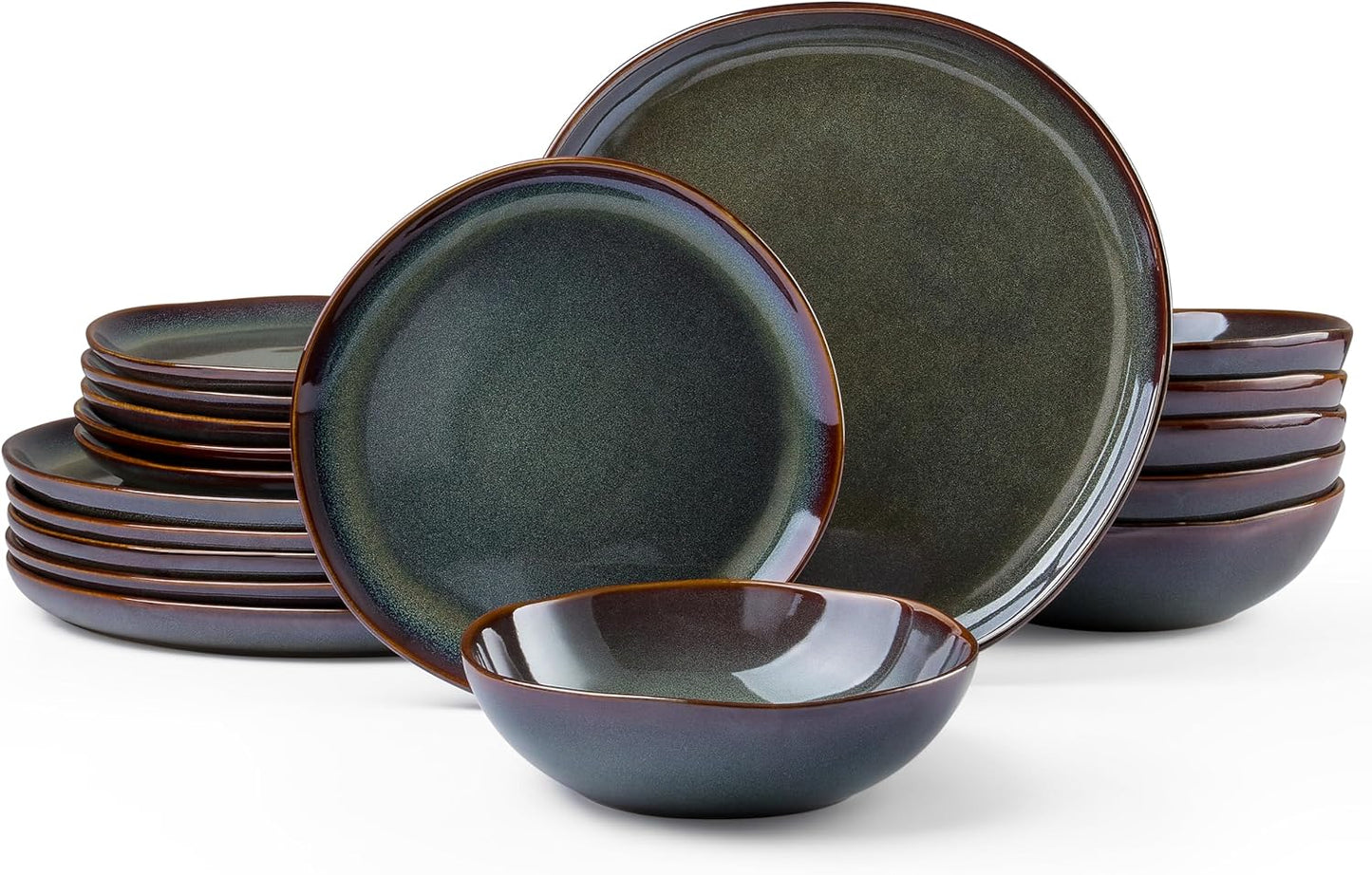 HaWare Stoneware Dinnerware Set - 18-Piece Hand-painted Dish Set