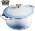 6QT Enamel Cast Iron Dutch Oven with Loop Handles for Cooking