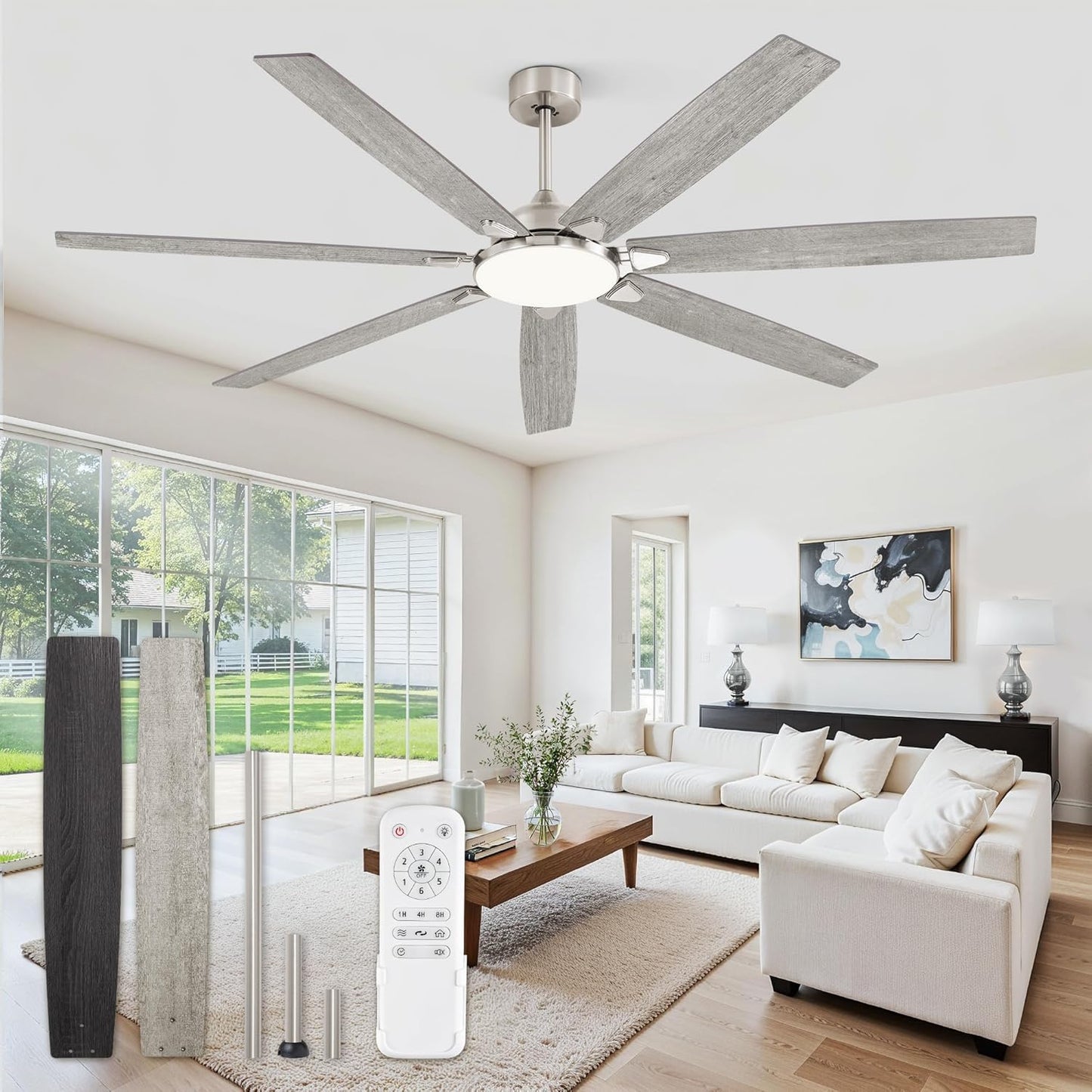 72 Inch Large Ceiling Fan with Lights for Indoor and Outdoor Use