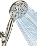High Pressure Shower Head with Handheld - 5 Spray Settings Brushed
