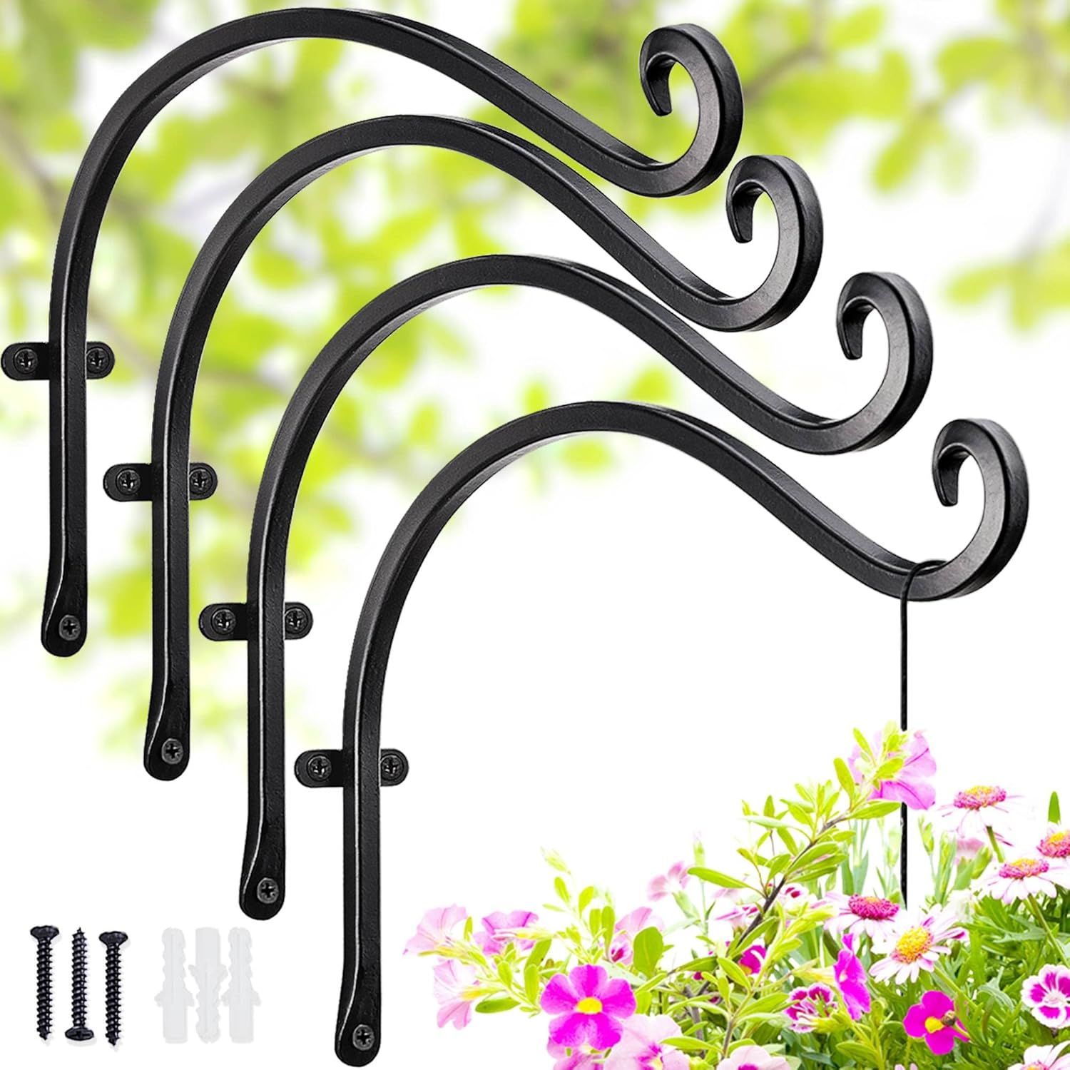 Hanging Plant Brackets Outdoor: 12-Inch Heavy-Duty Hooks