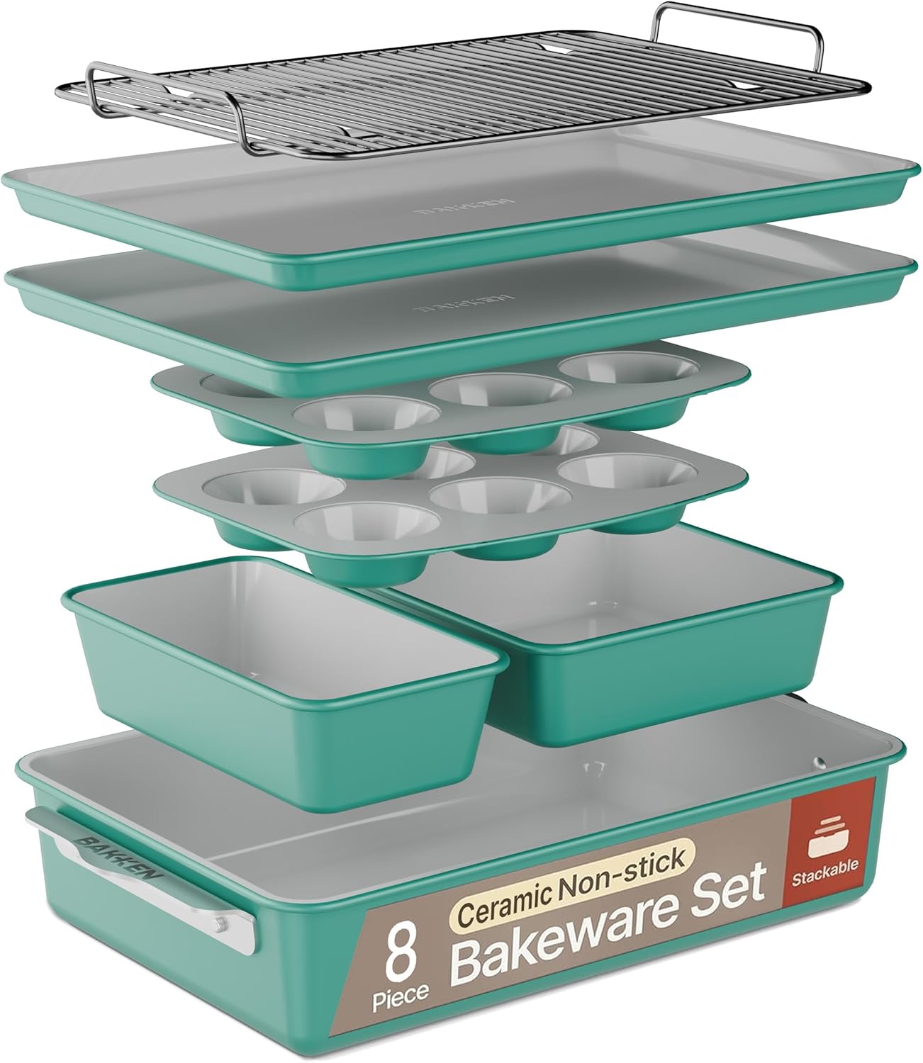 Bakken 8-Piece Stackable Bakeware Set for Healthy Baking