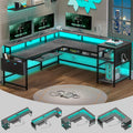 SEDETA 96 L-Shaped Gamer's Desk, Power Outlets, LED Strip