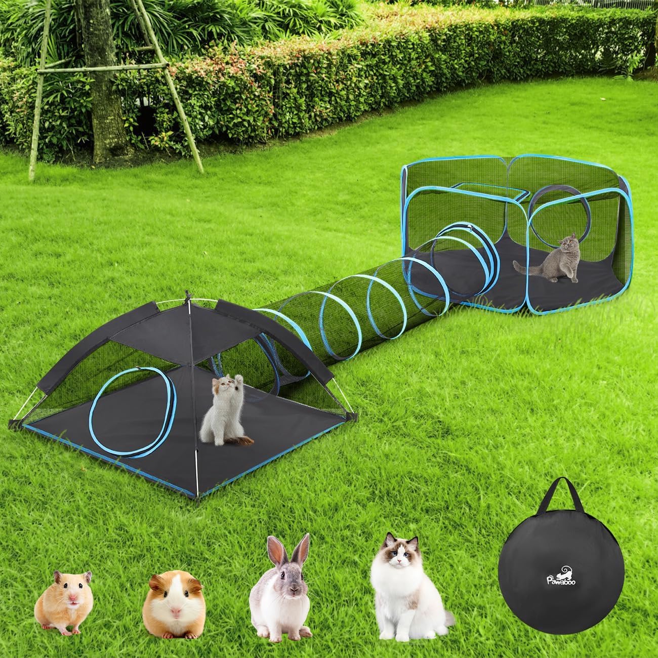 Outdoor Cat Enclosures for Cats Indoor with Tunnel & Tent