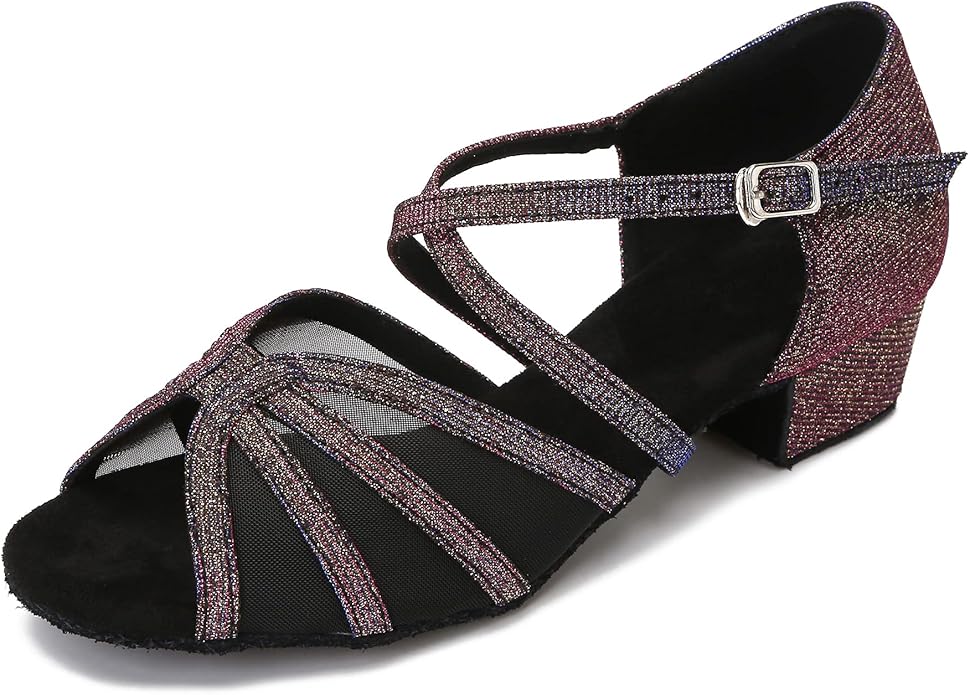 CLEECLI Low Heel Ballroom Dance Shoes for Women Latin Salsa