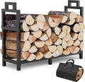 34 Inch Firewood Rack for Indoor and Outdoor Use, Heavy Duty
