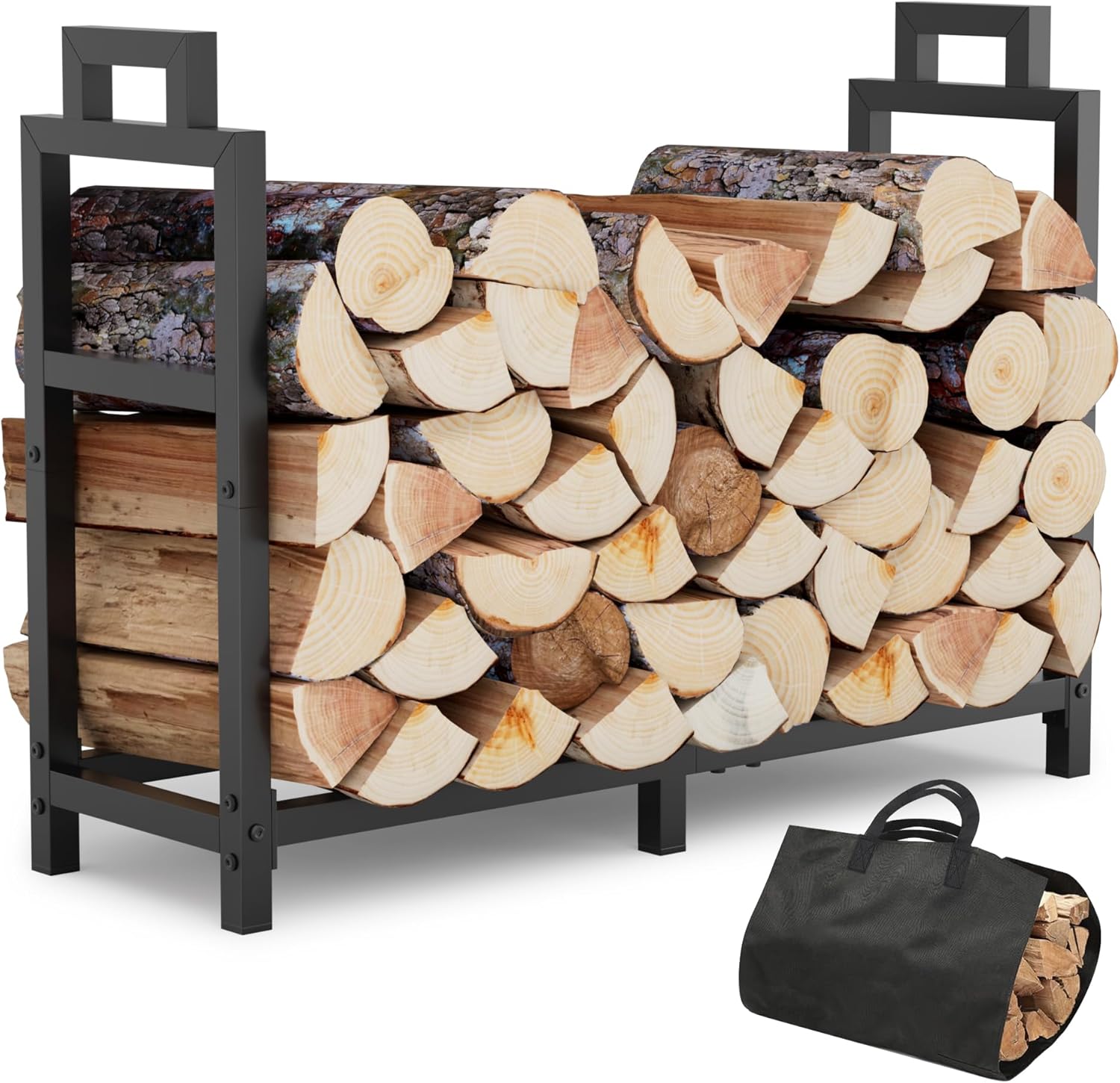 34 Inch Firewood Rack for Indoor and Outdoor Use, Heavy Duty