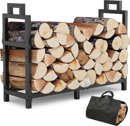 34 Inch Firewood Rack for Indoor and Outdoor Use, Heavy Duty