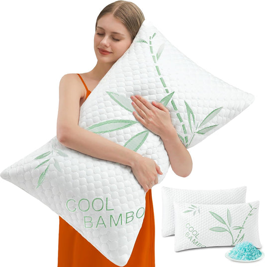 Cooling Pillows for Hot Sleepers - Adjustable Memory Foam Set